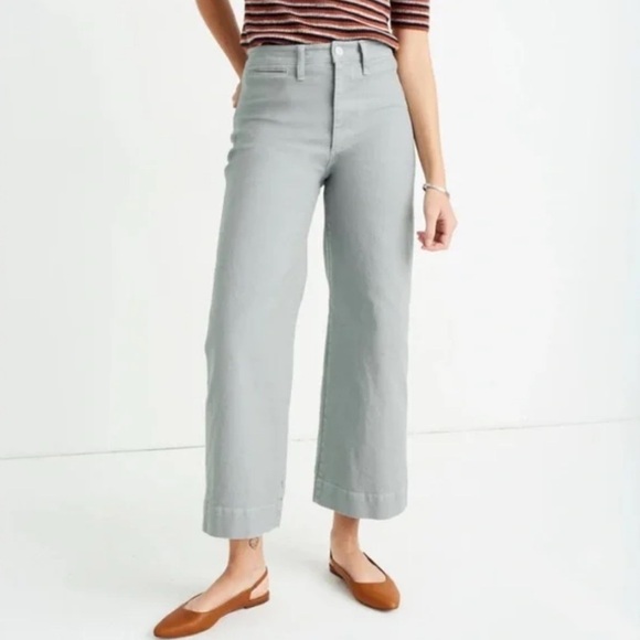 Madewell Pants - Madewell Slim Emmett Wide-Leg Crop Pants in Dusty Pool size 23